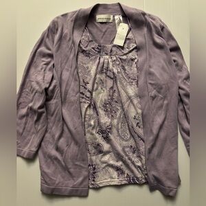 NWT Alfred Dunner lavender cardigan large